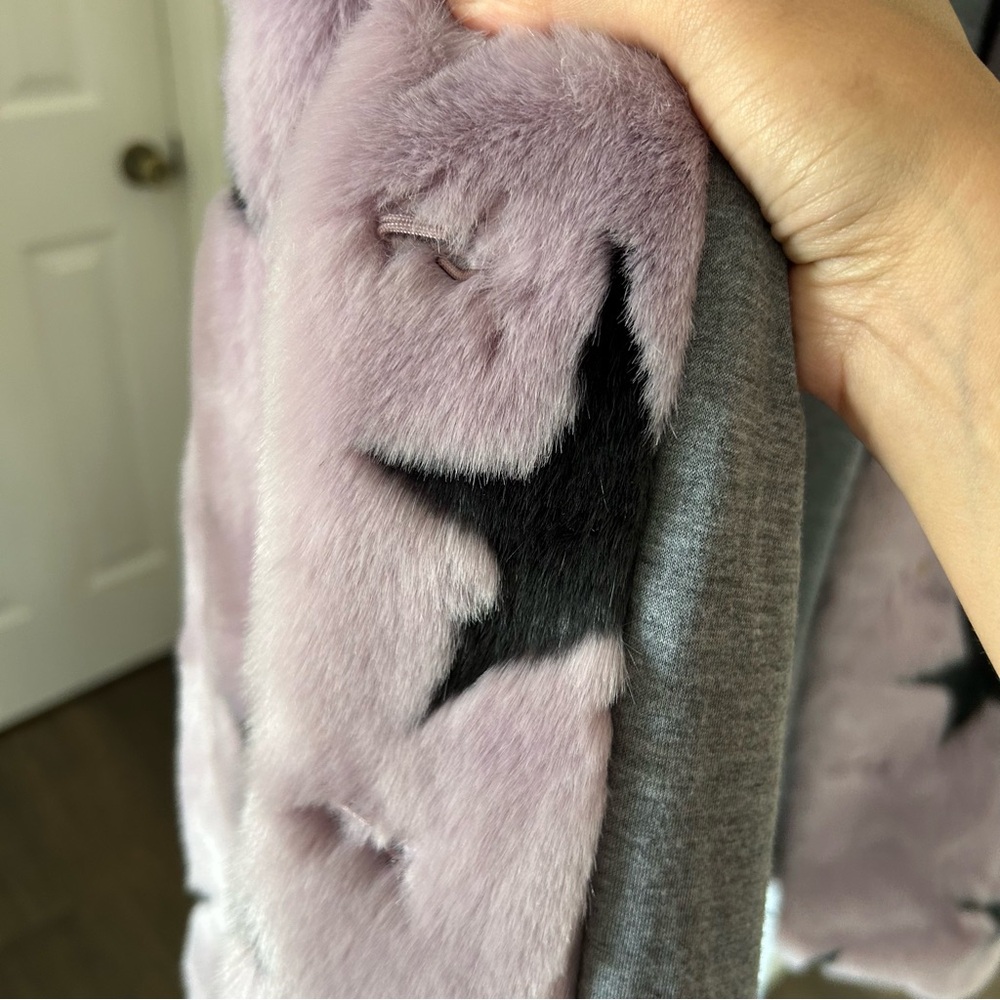 Avec Les Filles / Star Faux Fur Coat Purple - Picture 7 of 11